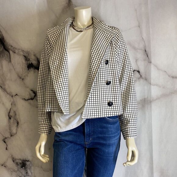 Cabi White and black check double breasted jacket - Picture 3 of 5